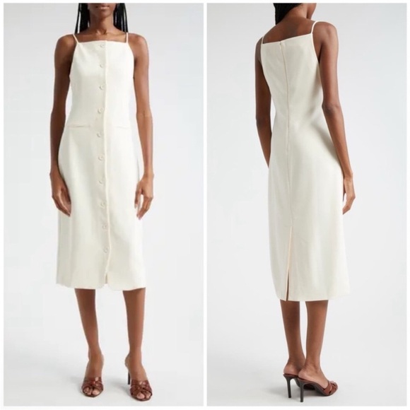 STAUD Dresses & Skirts - NEW! Staud Una ivory button down sleeveless Midi dress sz L
